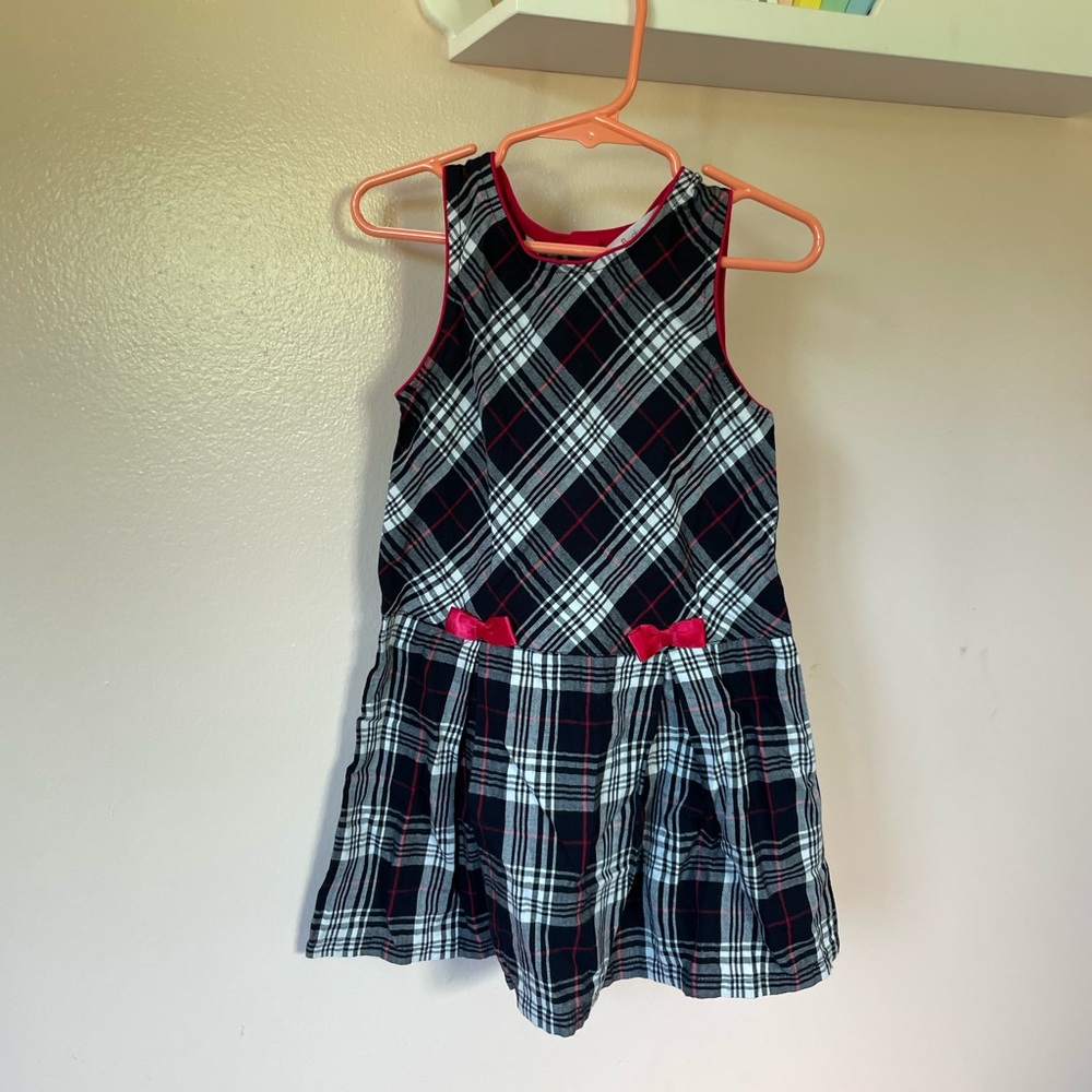 Plaid Kids Formal Dress - Black and Red